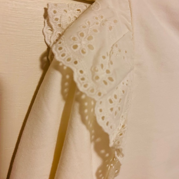 Poly/cotton/stretch ivory NWT J Crew lightweight sweatshirt with eyelet details - Picture 2 of 4
